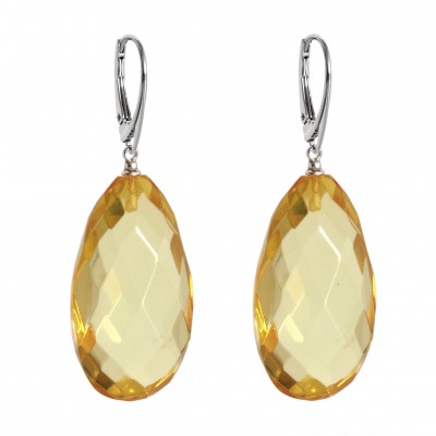  Lemon Diamond Amber Earrings