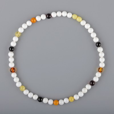  Rainbow Shell Amber Necklace