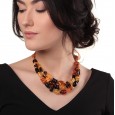  Colored Rain on Silk Amber Necklace
