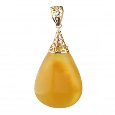  Yellow Drop Amber Pendant