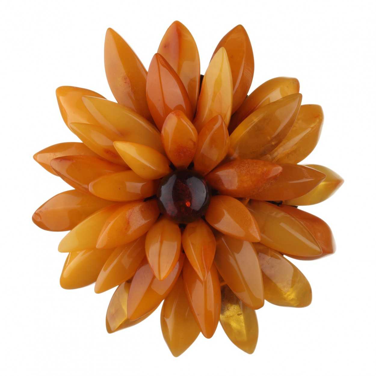  Chrysanthemum Flower Amber Brooch