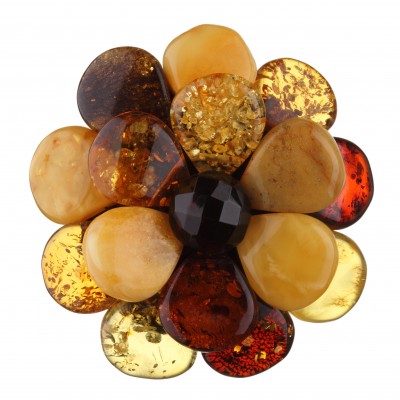  Camomile Flower Amber Brooch