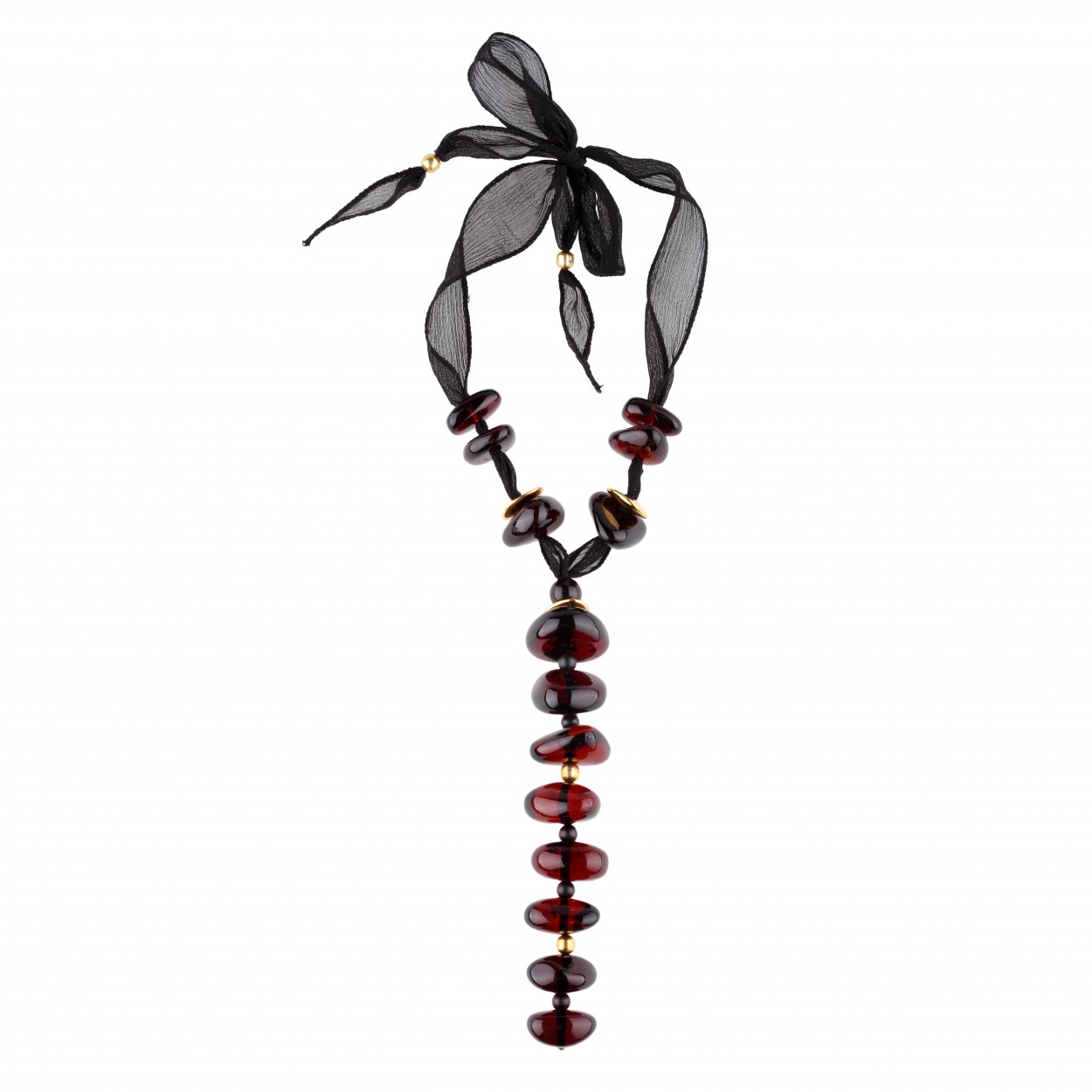  Cherry Bonbon on Silk Amber Necklace